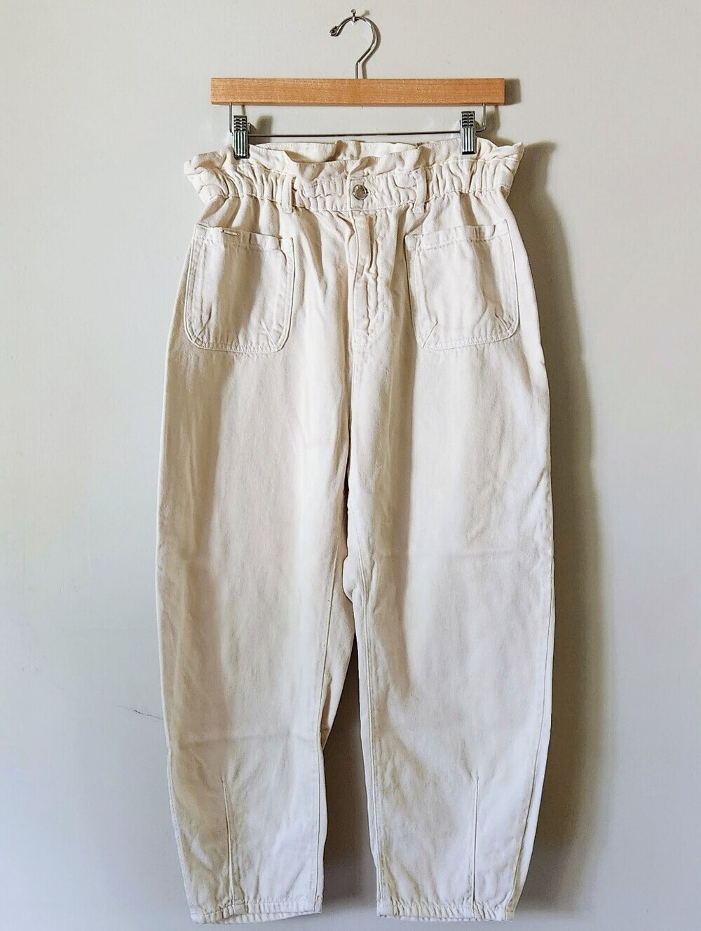 Zara High-Waist Paperbag Denim Pants Sz 12